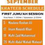September Khateeb Schedule